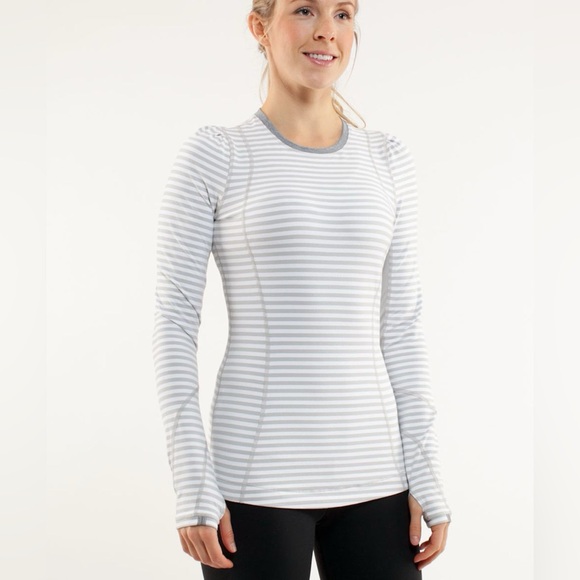 lululemon athletica Tops - Lululemon Womens Striped Long Sleeve Top with Thumb Holes Size 10